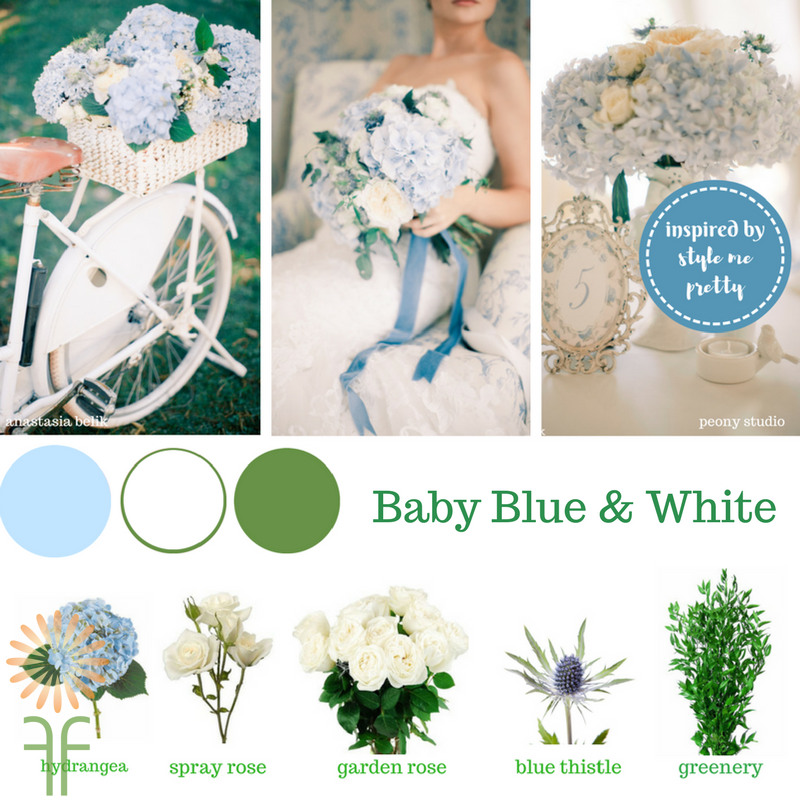 blue white green wedding palette flower package diy wedding revised